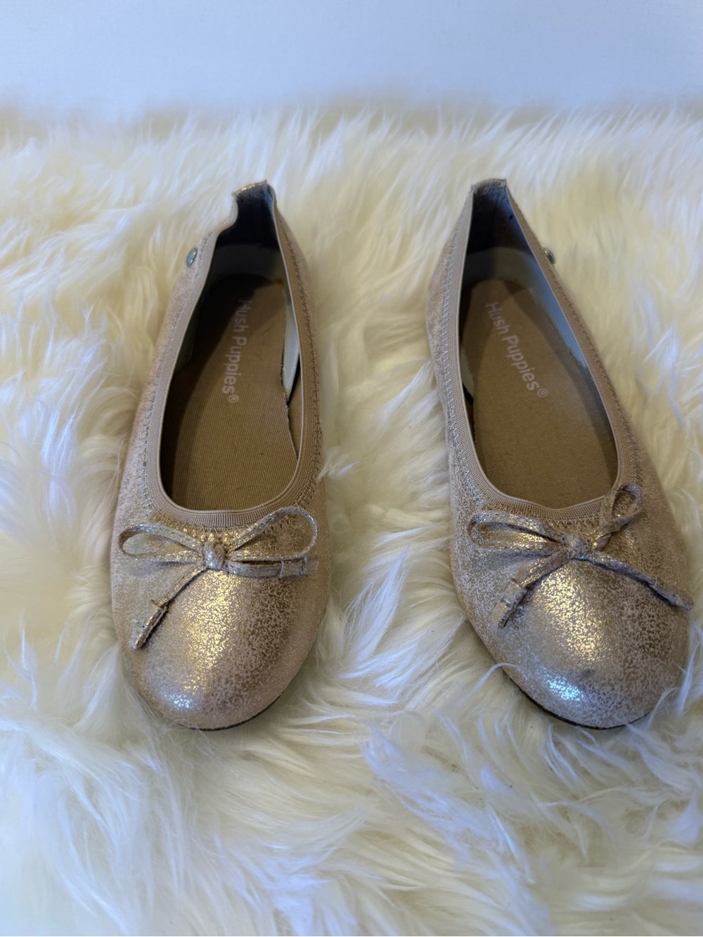 Hush Puppies Metallic Ballet Flats in Rose Gold